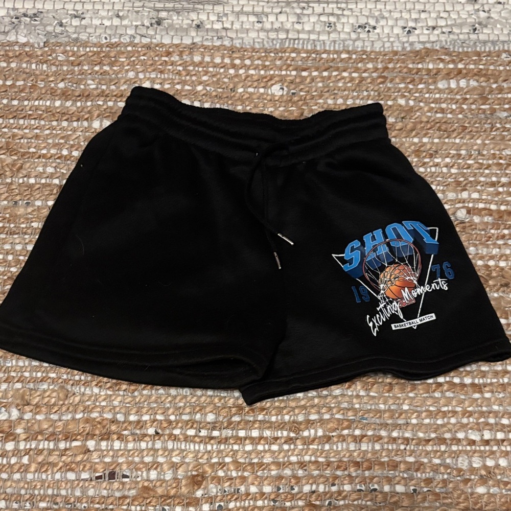 Black Graphic Basketball Shorts